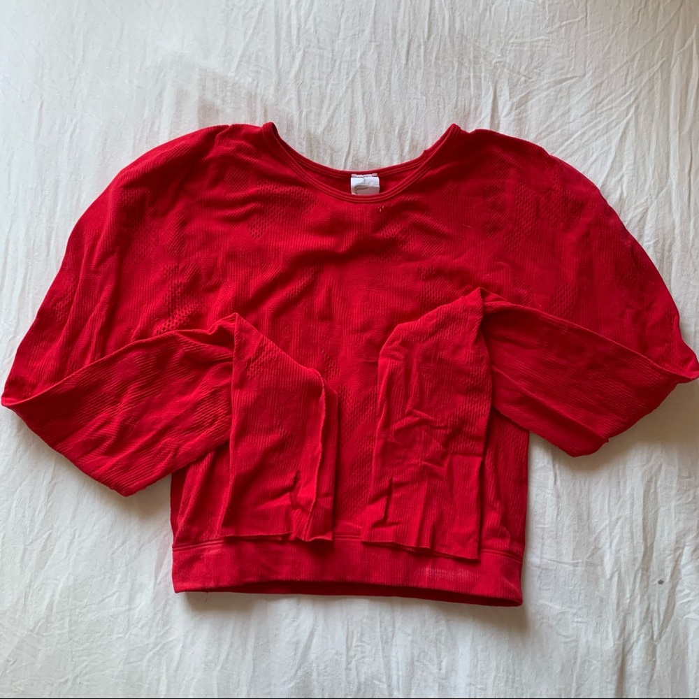 Red Fabletics workout top